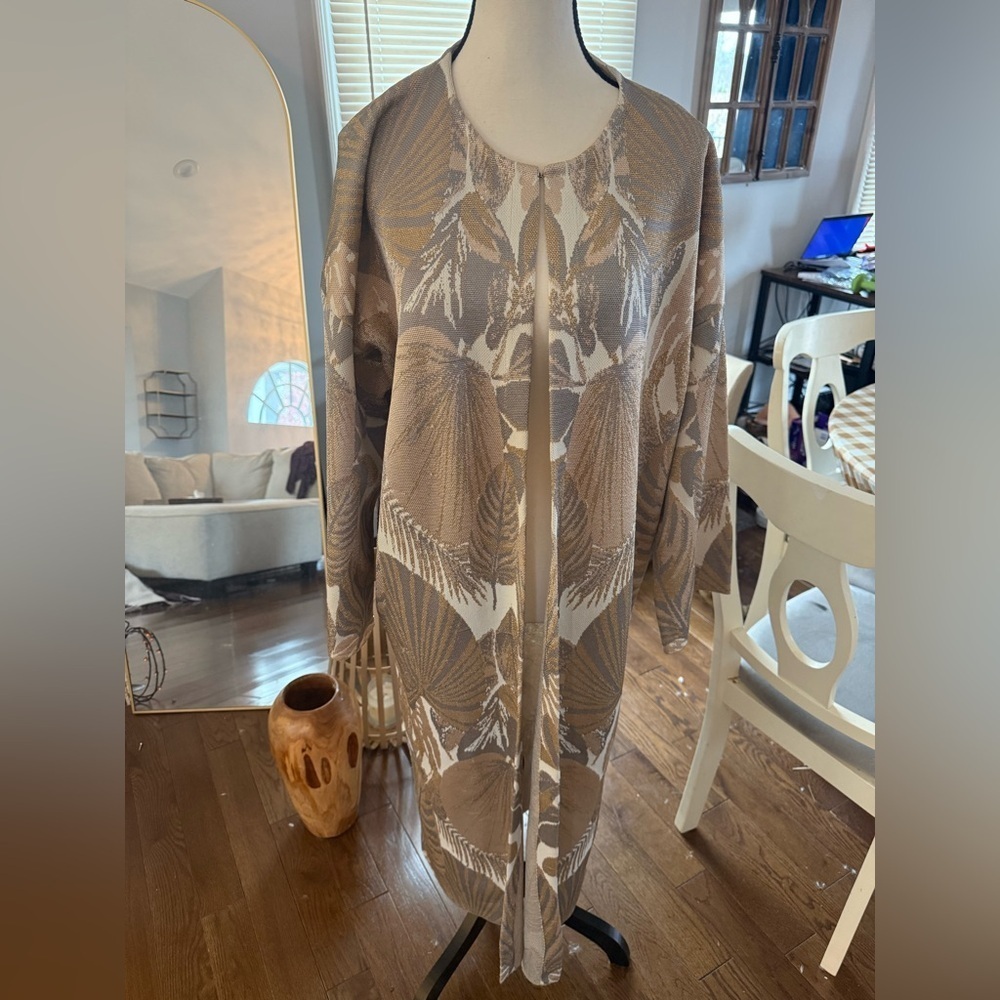 Zara Gold Slight Sparkle Oversized Duster Cardigan - Picture 3 of 11